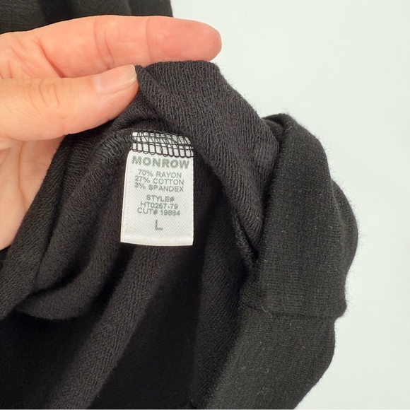 Monrow NEW Gem Embellished Supersoft Vintage Sweats Sweatshirt Pant Set Black L - Picture 5 of 10